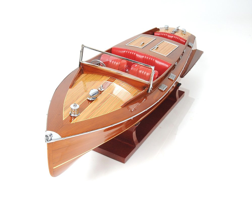 8" Brown Manufactured Wood Hand Painted Decorative Boat HomeRoots