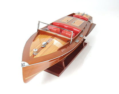 8" Brown Manufactured Wood Hand Painted Decorative Boat HomeRoots