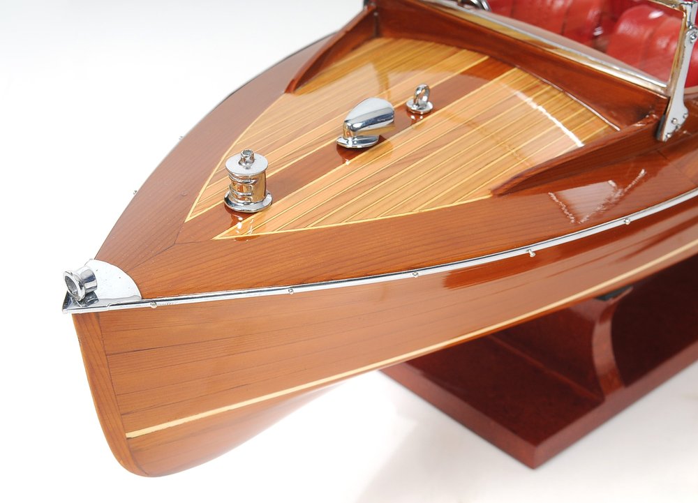 8" Brown Manufactured Wood Hand Painted Decorative Boat HomeRoots