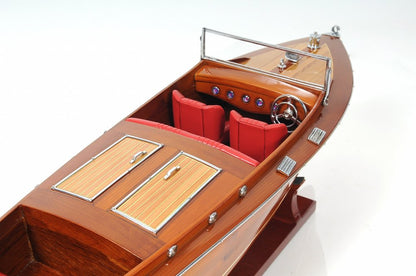 8" Brown Manufactured Wood Hand Painted Decorative Boat HomeRoots