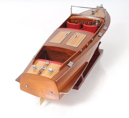 8" Brown Manufactured Wood Hand Painted Decorative Boat HomeRoots