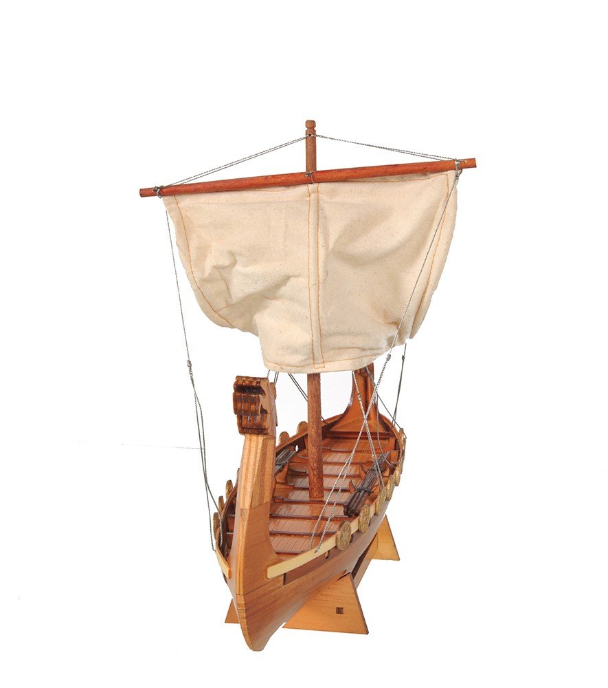 10" Natural Solid Wood Hand Painted Decorative Boat HomeRoots