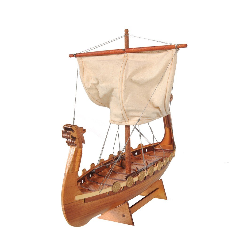 10" Natural Solid Wood Hand Painted Decorative Boat HomeRoots