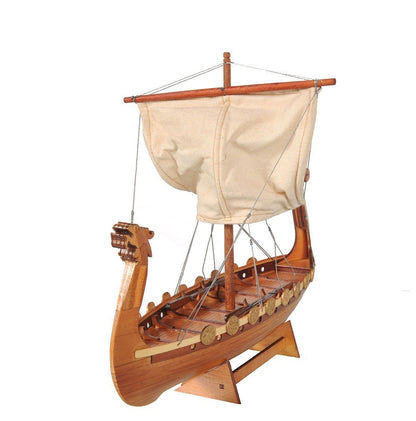 10" Natural Solid Wood Hand Painted Decorative Boat HomeRoots