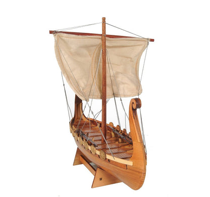 10" Natural Solid Wood Hand Painted Decorative Boat HomeRoots