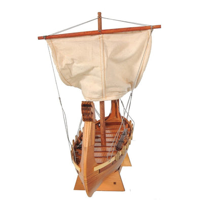 10" Natural Solid Wood Hand Painted Decorative Boat HomeRoots