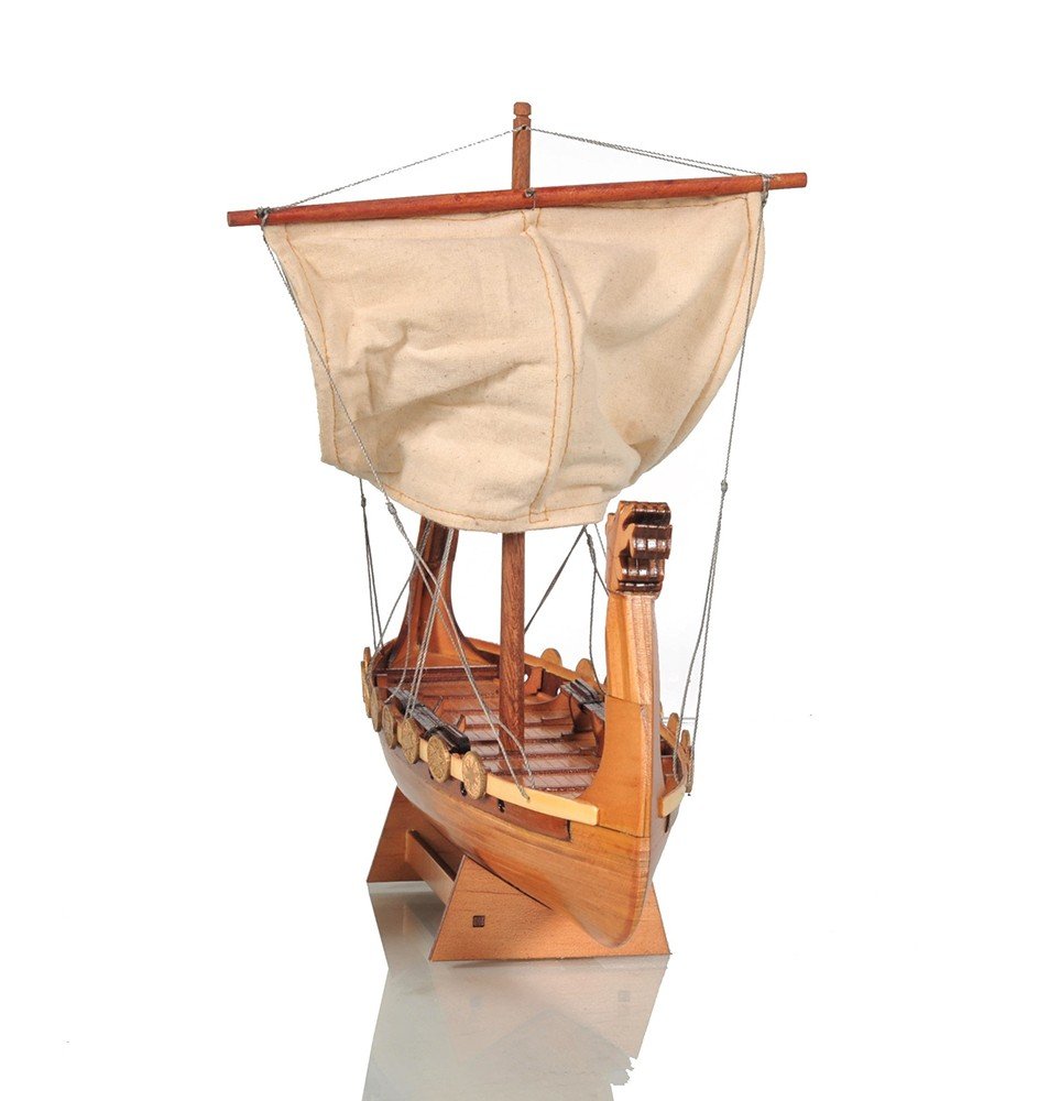 10" Natural Solid Wood Hand Painted Decorative Boat HomeRoots