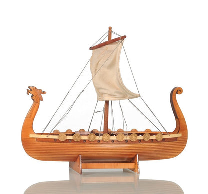 10" Natural Solid Wood Hand Painted Decorative Boat HomeRoots
