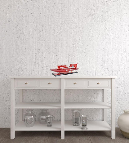 7" Red Manufactured Wood Hand Painted Decorative Boat HomeRoots