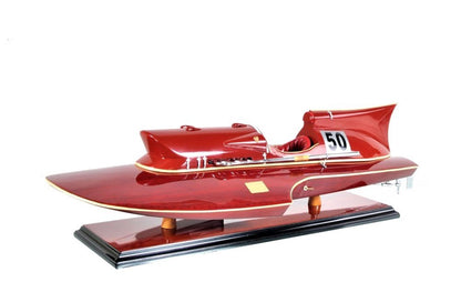 7" Red Manufactured Wood Hand Painted Decorative Boat HomeRoots