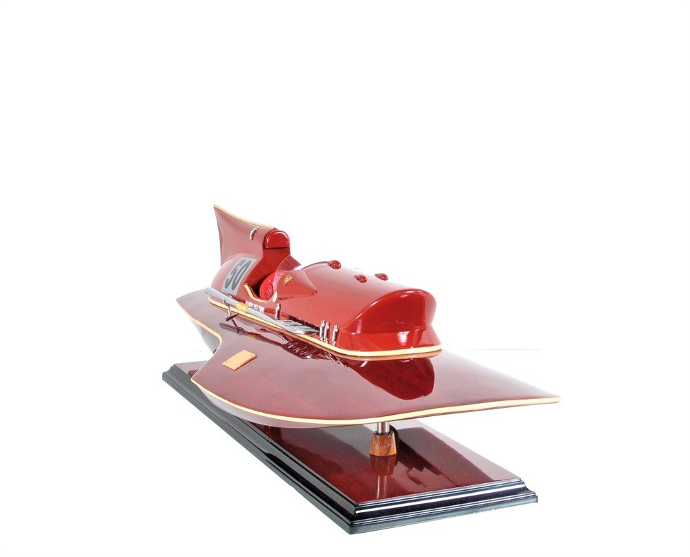 7" Red Manufactured Wood Hand Painted Decorative Boat — view 3