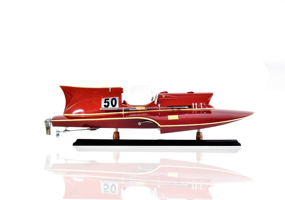 7" Red Manufactured Wood Hand Painted Decorative Boat — view 6