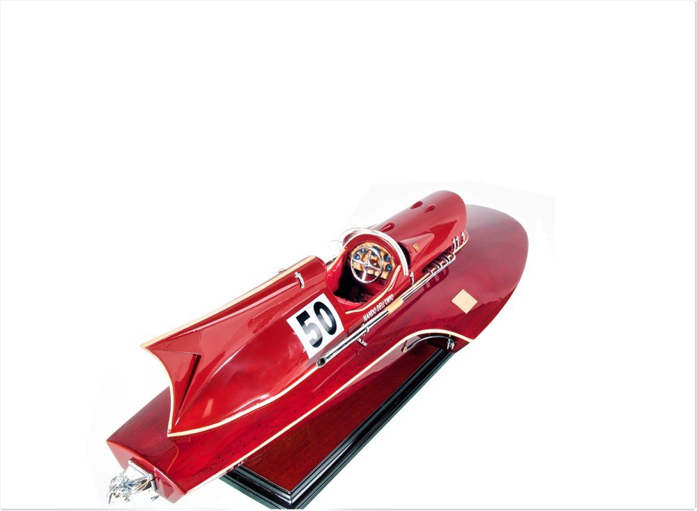 7" Red Manufactured Wood Hand Painted Decorative Boat — view 7