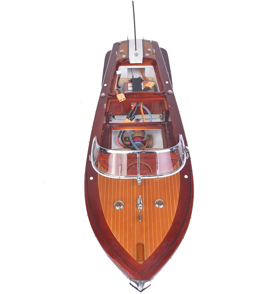 9" Brown Wood Hand Painted Boat Sculpture HomeRoots