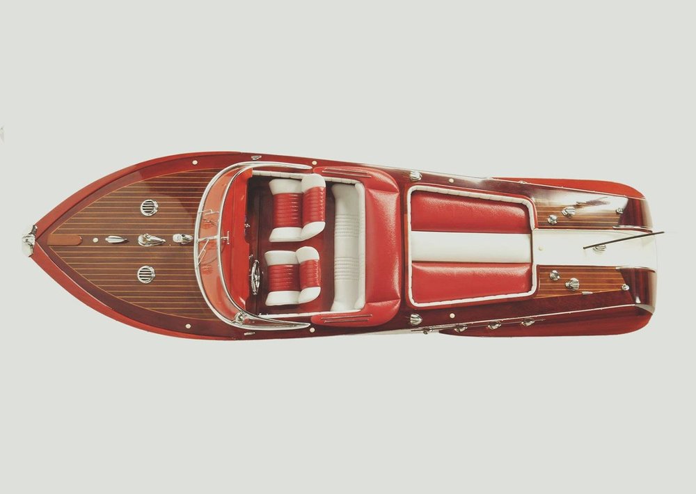 9" Brown Wood Hand Painted Boat Sculpture HomeRoots