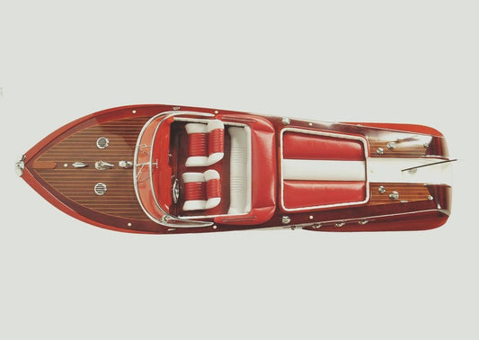 9" Brown Wood Hand Painted Boat Sculpture HomeRoots
