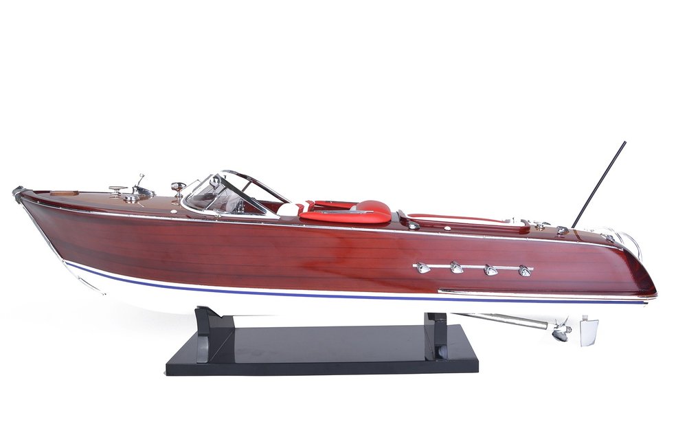 9" Brown Wood Hand Painted Boat Sculpture HomeRoots