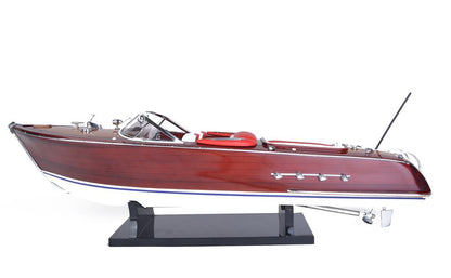 9" Brown Wood Hand Painted Boat Sculpture HomeRoots