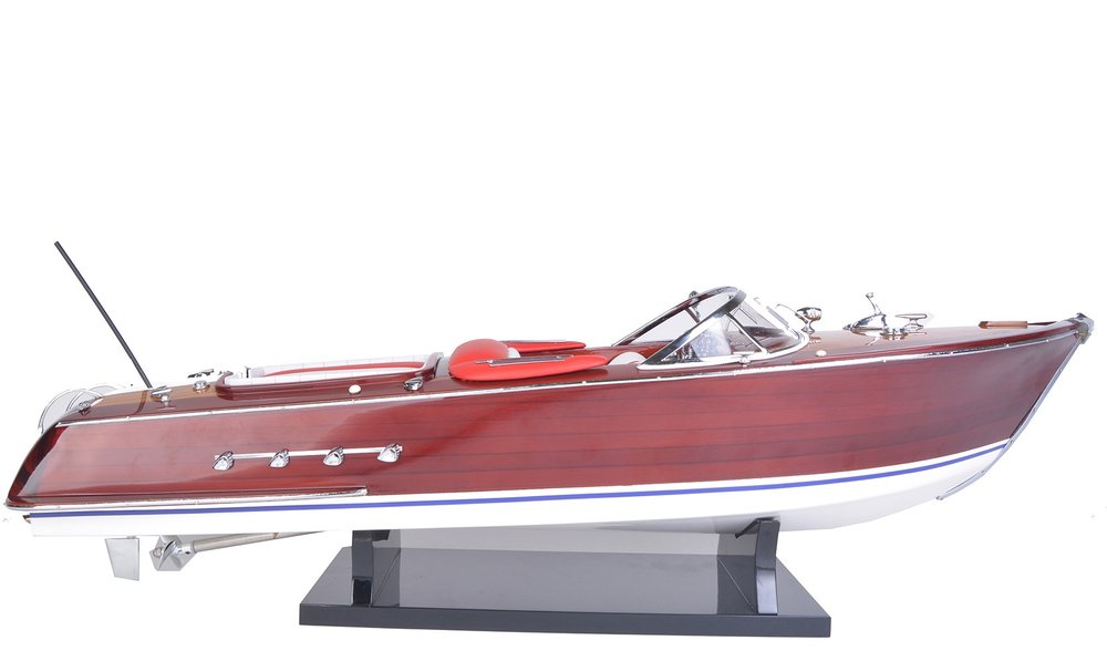 9" Brown Wood Hand Painted Boat Sculpture HomeRoots