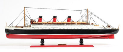 12" Black and Red Solid Wood Hand Painted RMS Queen Mary Large Model Boat HomeRoots