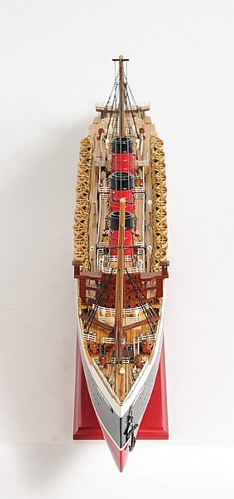 12" Black And Red Solid Wood Hand Painted Boat Model Boat — view 6