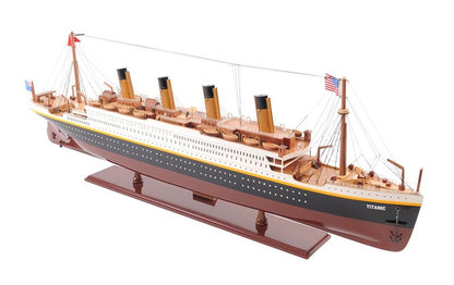 14" Black and Red Solid Wood Hand Painted 1912 RMS Titanic Large Model Boat HomeRoots