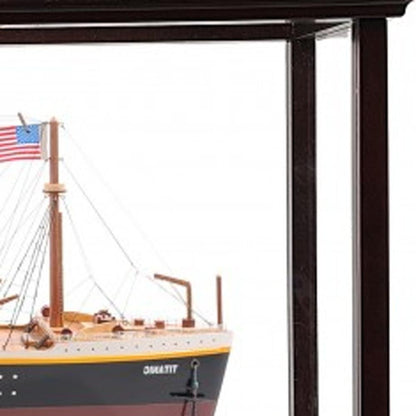 15" Black and Red Solid Wood Hand Painted 1912 RMS Titanic Large Display Case Model Boat HomeRoots