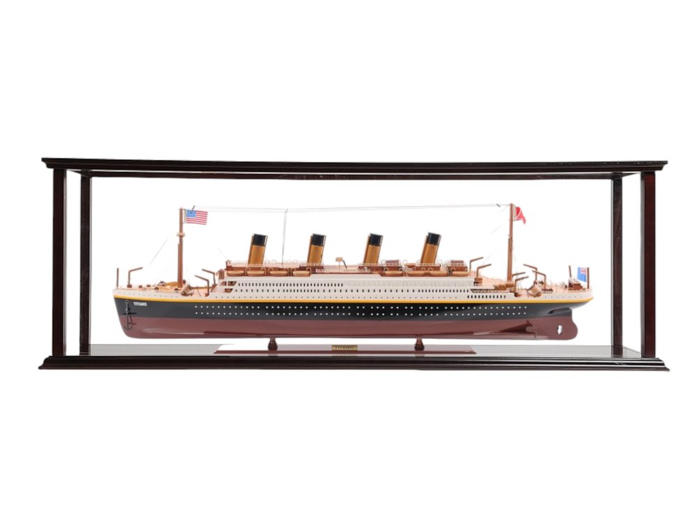 15" Black and Red Solid Wood Hand Painted 1912 RMS Titanic Large Display Case Model Boat HomeRoots