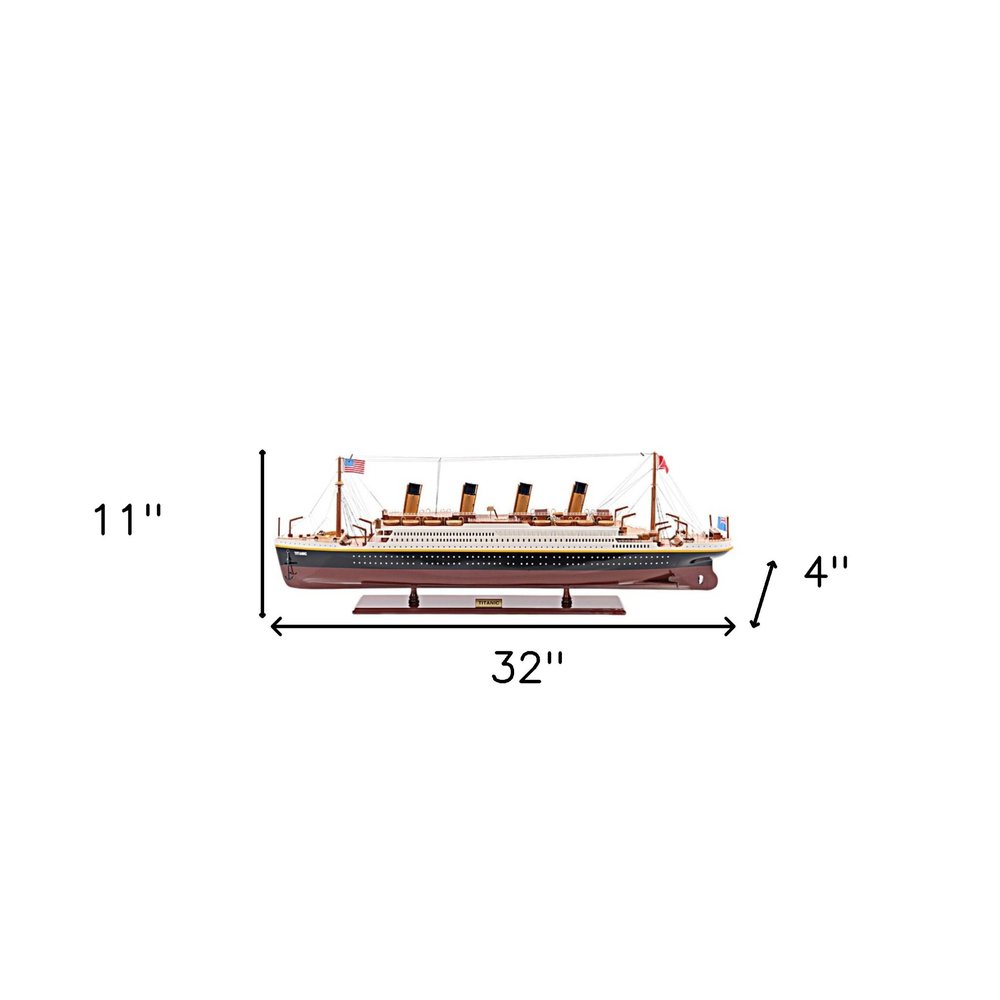 11" Black and Red 1912 RMS Titanic Medium Boat Hand Painted Decorative Boat HomeRoots