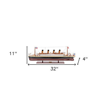 11" Black and Red 1912 RMS Titanic Medium Boat Hand Painted Decorative Boat HomeRoots