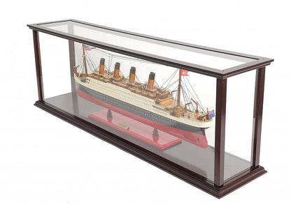 16" Black and Red Solid Wood Hand Painted 1912 RMS Titanic Medium Display Case Model Boat