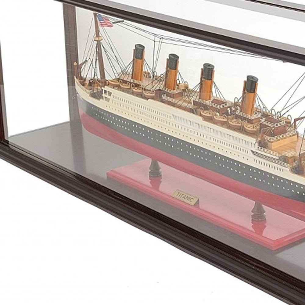 16" Black and Red Solid Wood Hand Painted 1912 RMS Titanic Medium Display Case Model Boat HomeRoots
