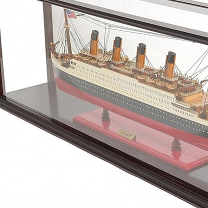 16" Black and Red Solid Wood Hand Painted 1912 RMS Titanic Medium Display Case Model Boat HomeRoots