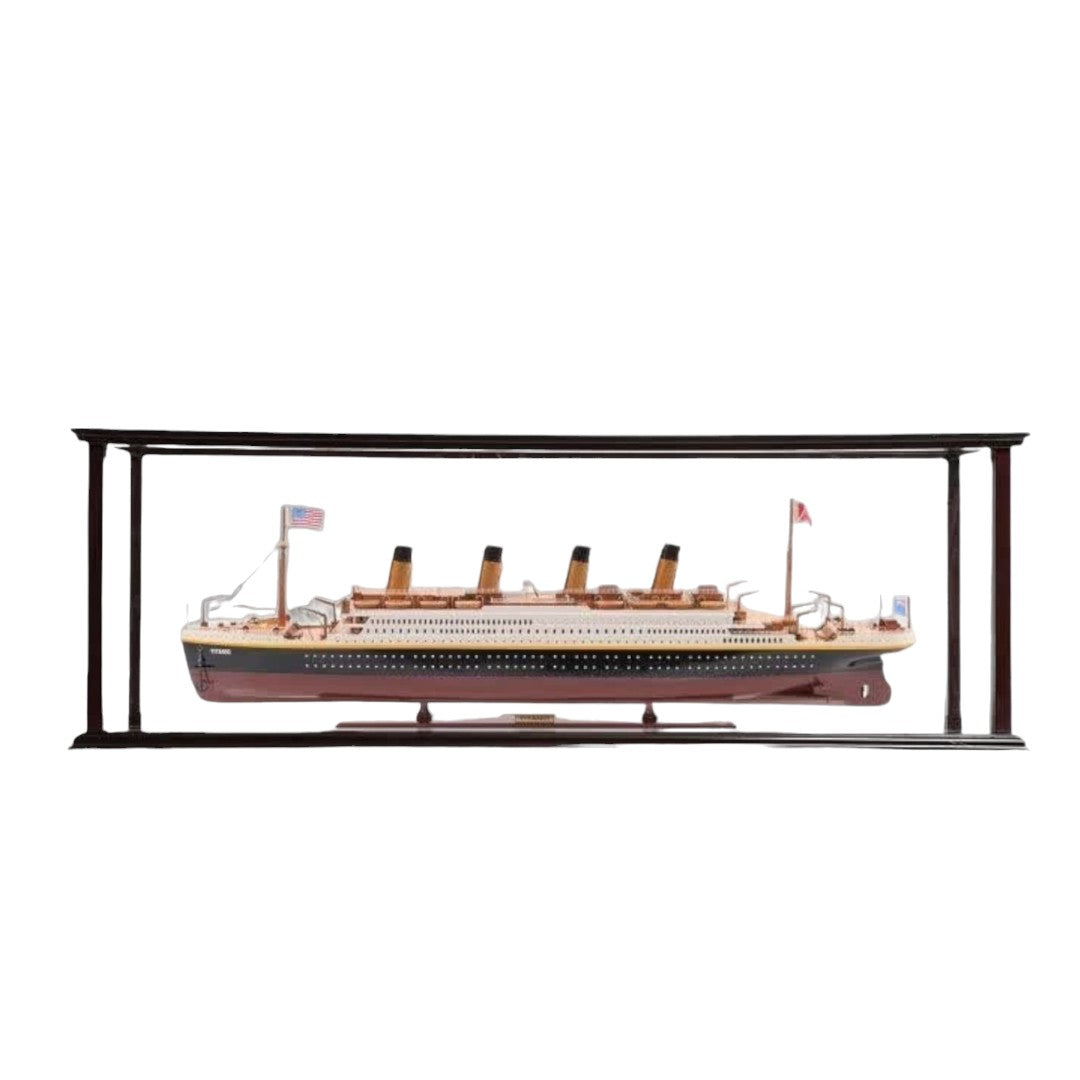 16" Black and Red Solid Wood Hand Painted 1912 RMS Titanic Medium Display Case Model Boat