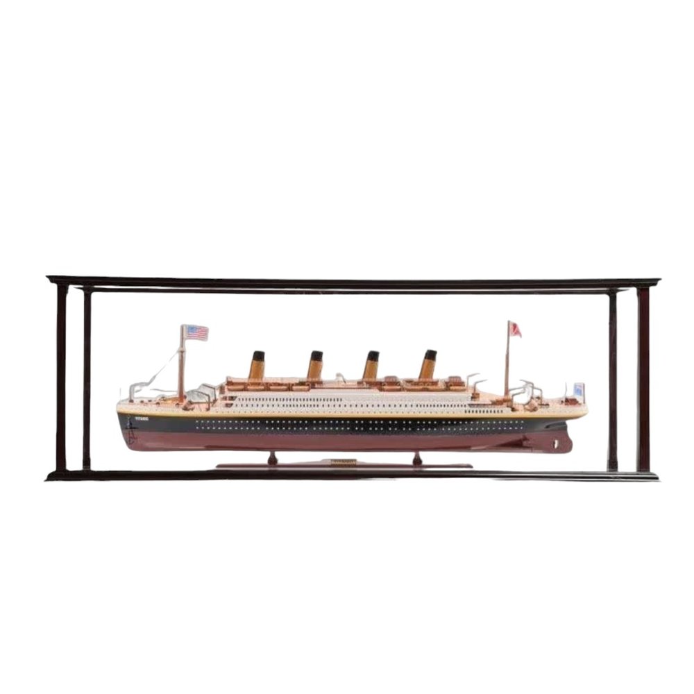 16" Black and Red Solid Wood Hand Painted 1912 RMS Titanic Medium Display Case Model Boat HomeRoots