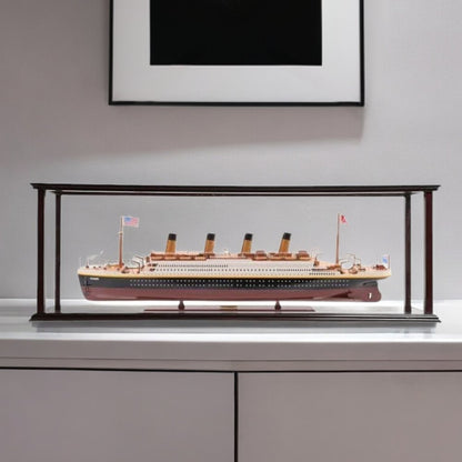 16" Black and Red Solid Wood Hand Painted 1912 RMS Titanic Medium Display Case Model Boat HomeRoots