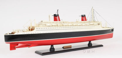 11" Black and Red SS France Boat Hand Painted Decorative Boat HomeRoots