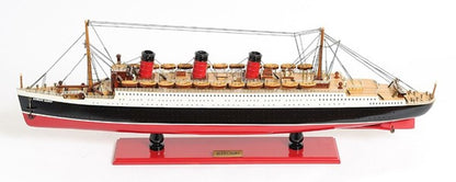 5" Black and Red Solid Wood Hand Painted RMS Queen Mary Model Boat HomeRoots