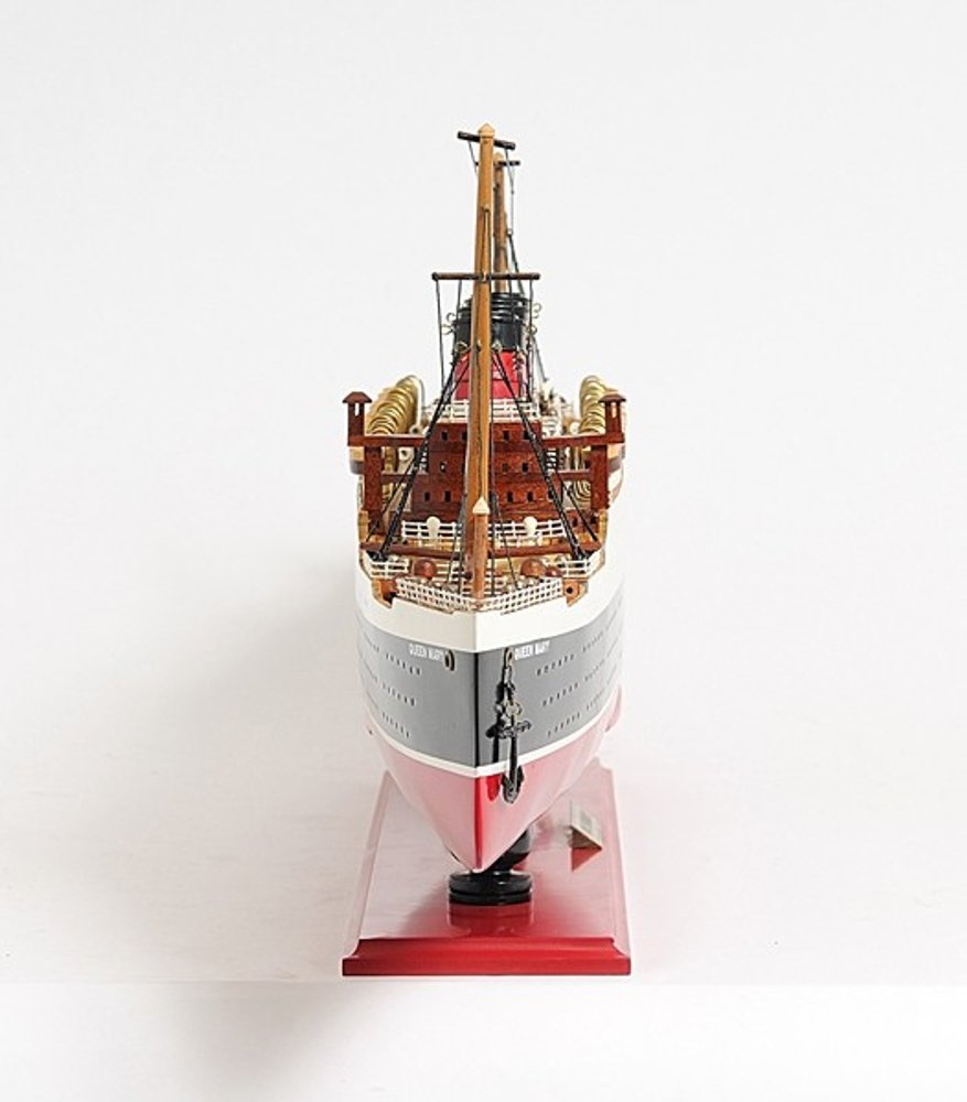 5" Black and Red Solid Wood Hand Painted RMS Queen Mary Model Boat HomeRoots