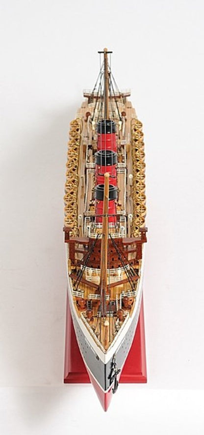 5" Black and Red Solid Wood Hand Painted RMS Queen Mary Model Boat HomeRoots
