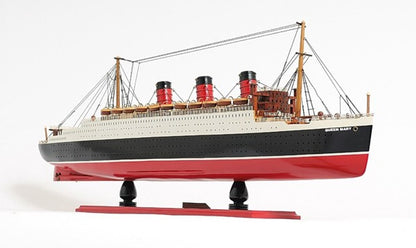 5" Black and Red Solid Wood Hand Painted RMS Queen Mary Model Boat HomeRoots