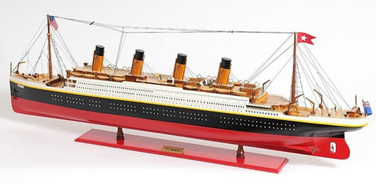 19" Black And Red Solid Wood 1912 RMS Titanic Hand Painted Model Boat HomeRoots
