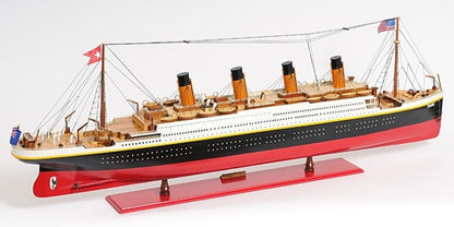 19" Black And Red Solid Wood 1912 RMS Titanic Hand Painted Model Boat HomeRoots
