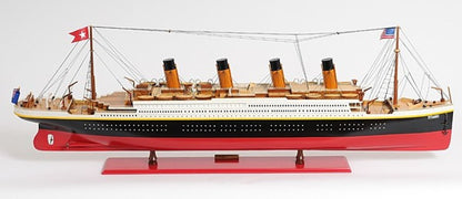19" Black And Red Solid Wood 1912 RMS Titanic Hand Painted Model Boat HomeRoots