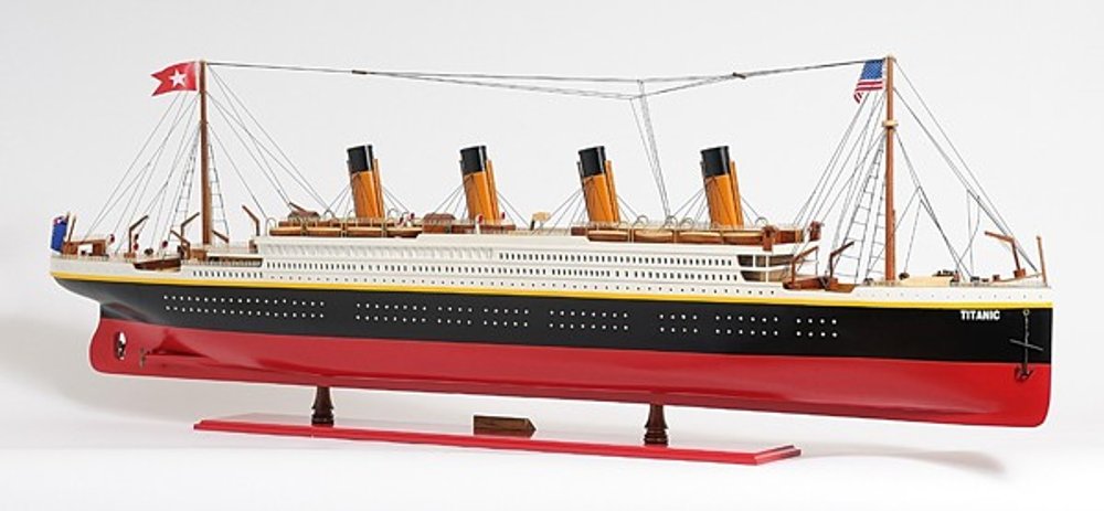 19" Black And Red Solid Wood 1912 RMS Titanic Hand Painted Model Boat HomeRoots