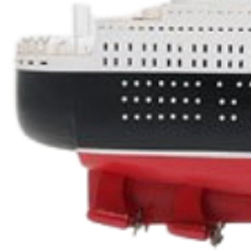 13" Black and Red RMS Queen Mary II Large Boat Hand Painted Decorative Boat HomeRoots