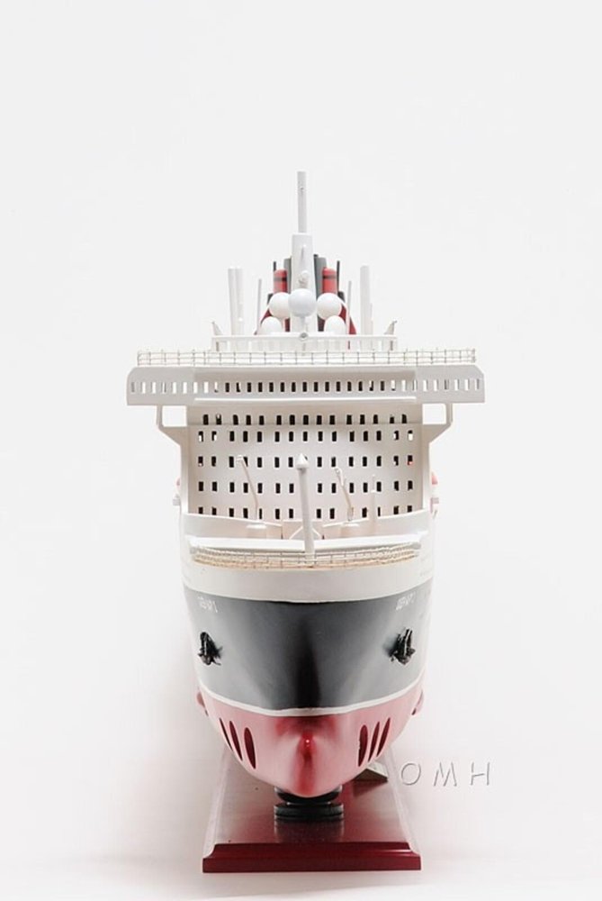 13" Black and Red RMS Queen Mary II Large Boat Hand Painted Decorative Boat HomeRoots