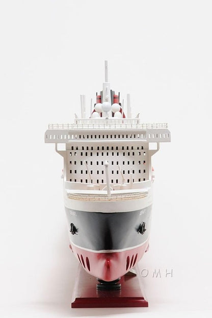 13" Black and Red RMS Queen Mary II Large Boat Hand Painted Decorative Boat HomeRoots