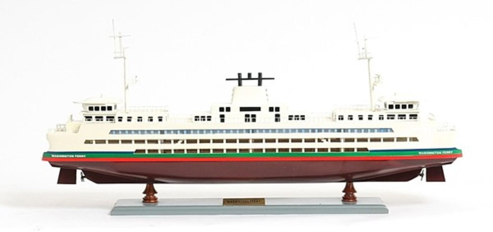 11" Brown and White Washington Ferry Boat Hand Painted Decorative Boat — view 7