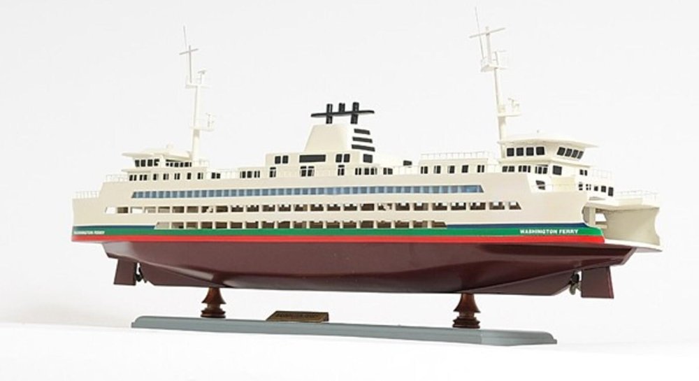 11" Brown and White Washington Ferry Boat Hand Painted Decorative Boat — view 8